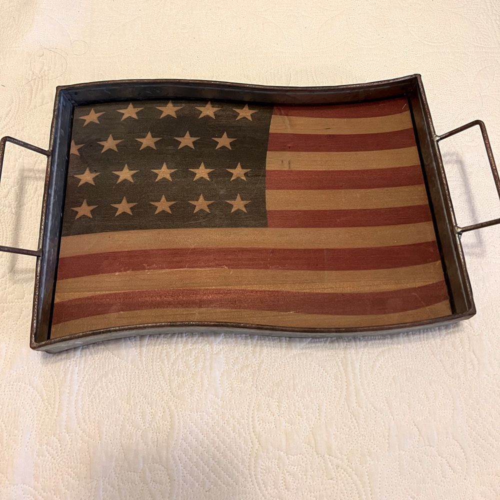 Patriotic Metal American Flag tray